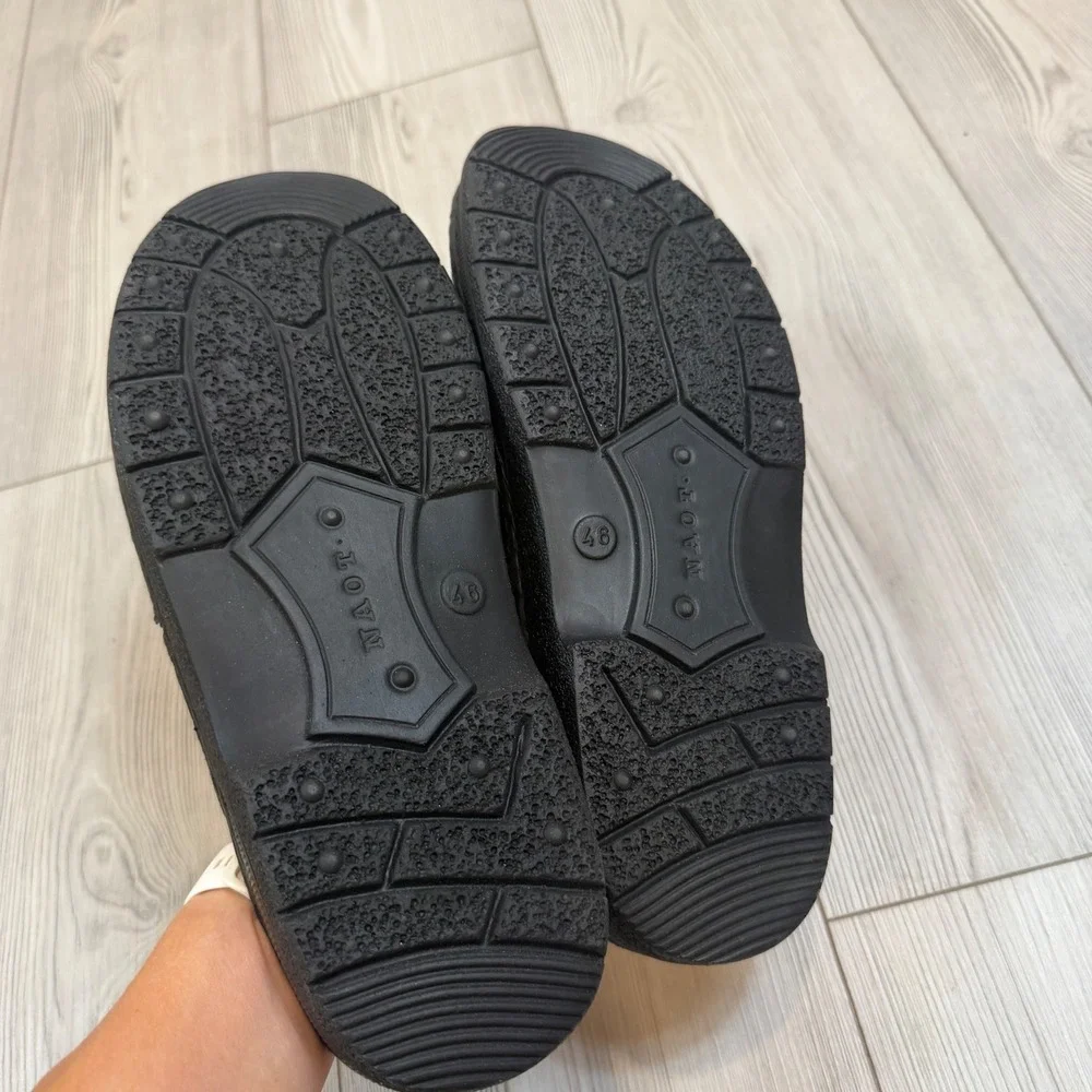 NEW Naot Jeff Men Black Caviar Leather Slide Sandals 69906 Shoes EU 46 US 13